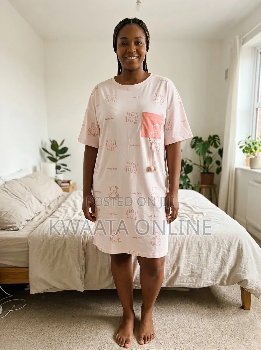 Cute Bear Print Cotton Sleepwear/Maternity Night Dress – Comfortable