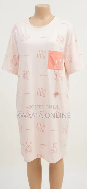 Cute Bear Print Cotton Sleepwear/Maternity Night Dress – Comfortable
