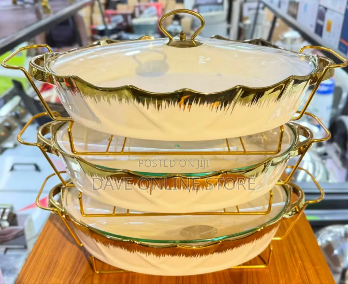 3-Piece Luxury Ceramic Food Warmer and Serving Dish Set