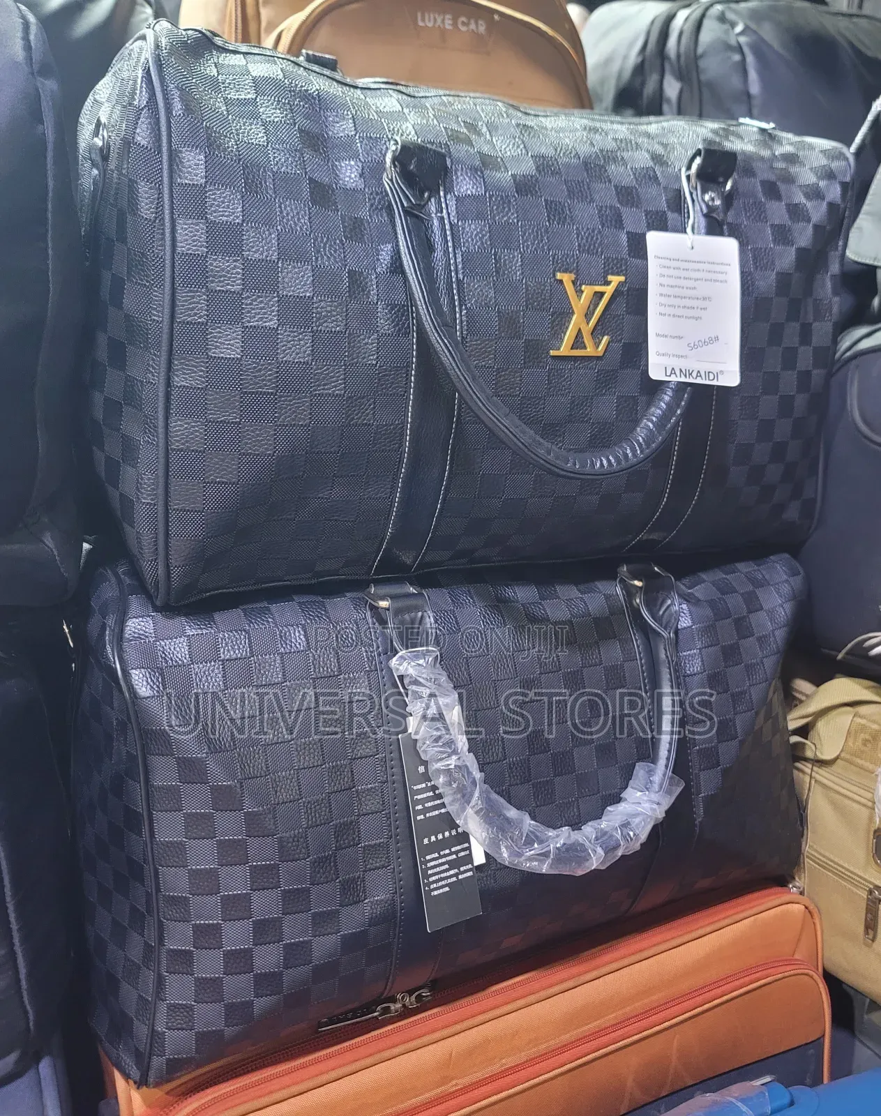 Black Checkered Travel Duffel Bag