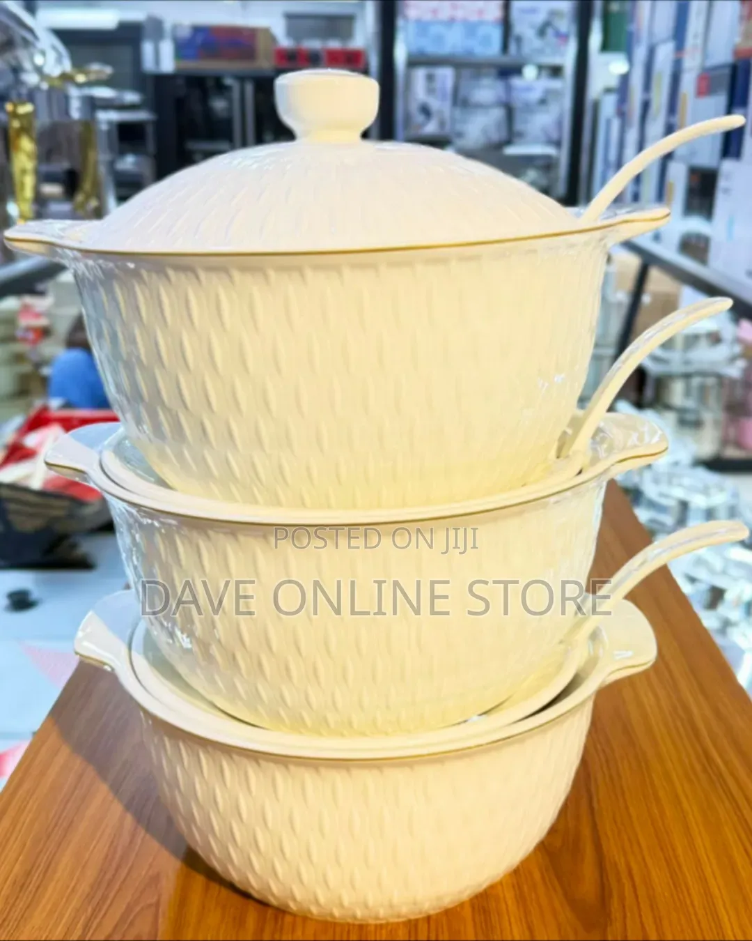3-Piece Textured Ceramic Serving Dish Set