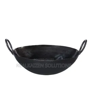 RAJ Quality Iron Black Kadai Cooking Pot With Double Handle 46cm(18")