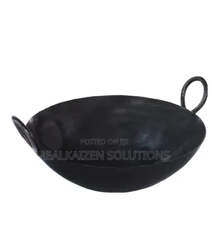 RAJ Quality Iron Black Kadai Cooking Pot With Double Handle 46cm(18")