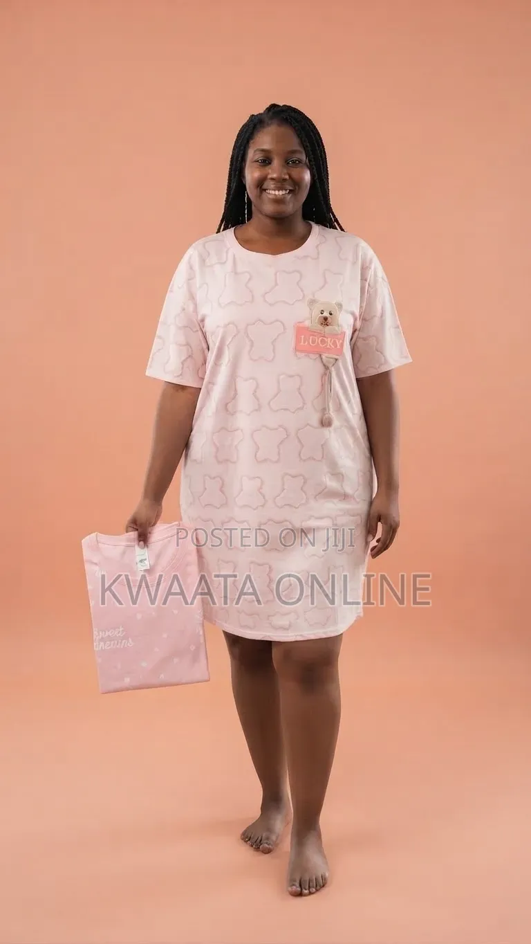 Cute Bear Print Cotton Sleepwear/Maternity Night Dress – Comfortable