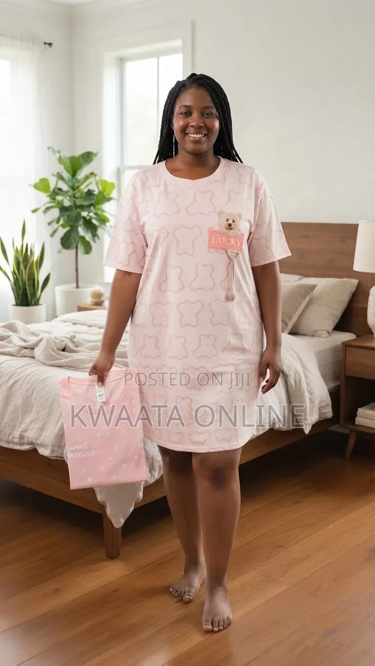 Cute Bear Print Cotton Sleepwear/Maternity Night Dress – Comfortable