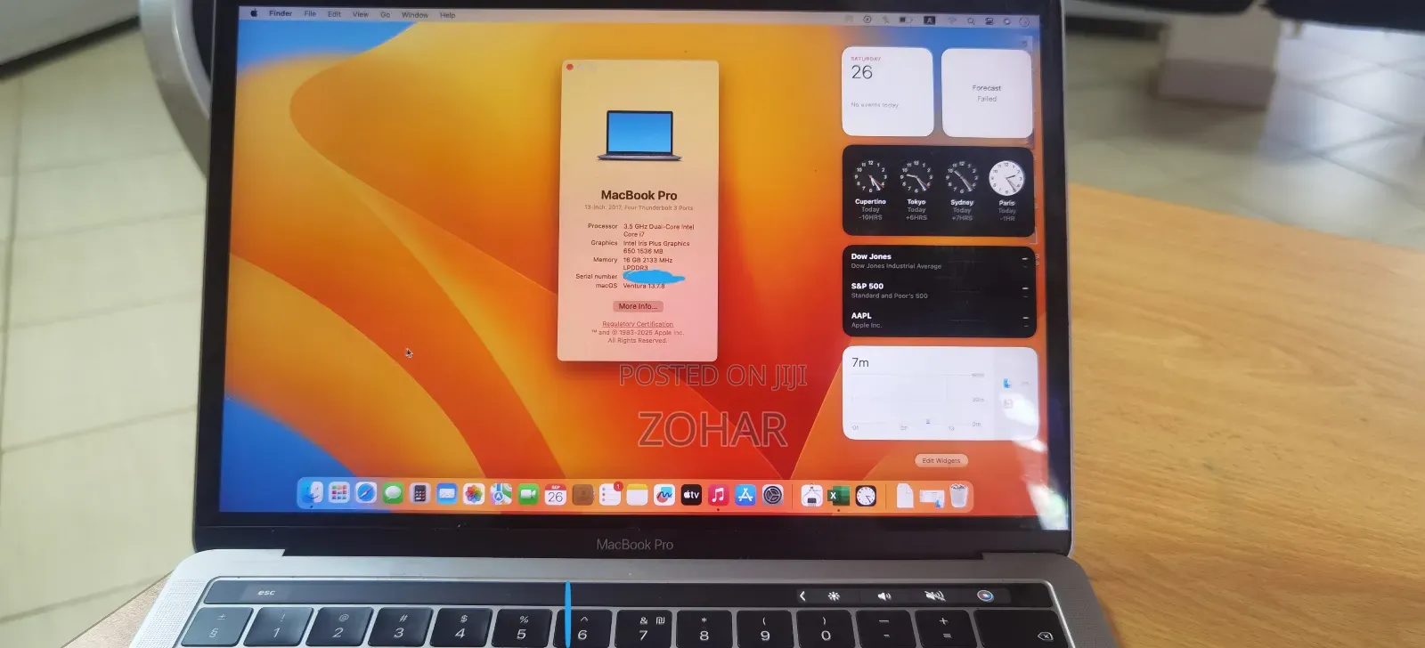 Laptop Apple MacBook Pro 2017 16GB Intel Core i7 SSHD (Hybrid) 256GB
