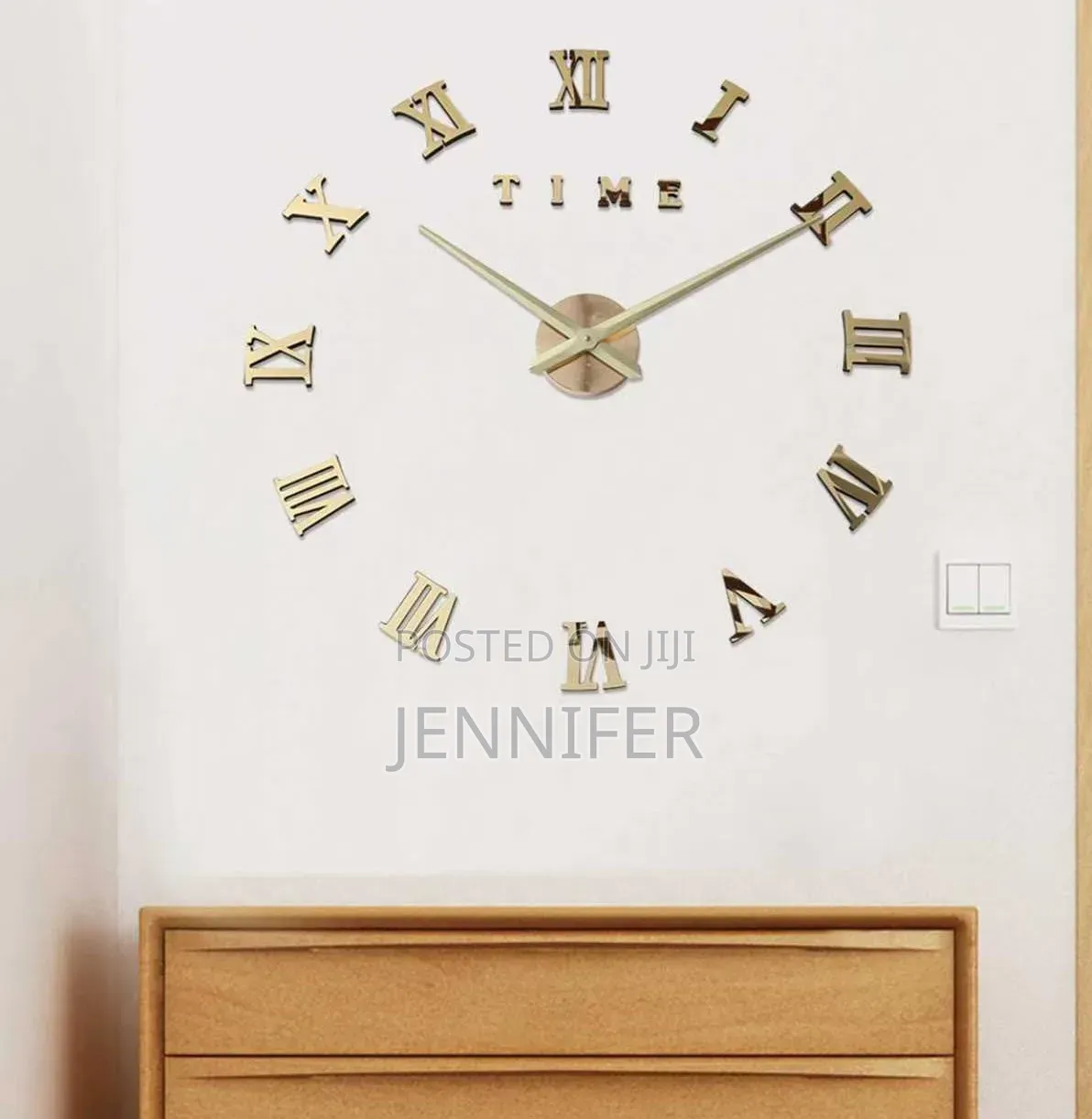 Modern 3D DIY Frameless Wall Clock With Reflective Roman Numerals