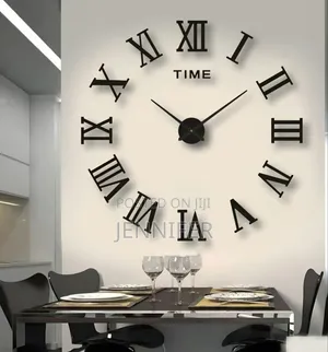 Modern 3D DIY Frameless Wall Clock With Reflective Roman Numerals