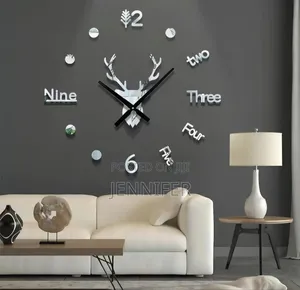 Modern 3D DIY Deer Head Frameless Wall Clock - Black Gold