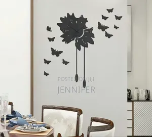 Butterflies Sticker Wall Clock With Metal Motor