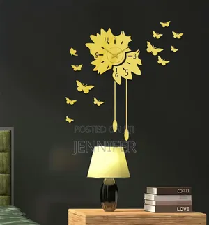 Butterflies Sticker Wall Clock With Metal Motor