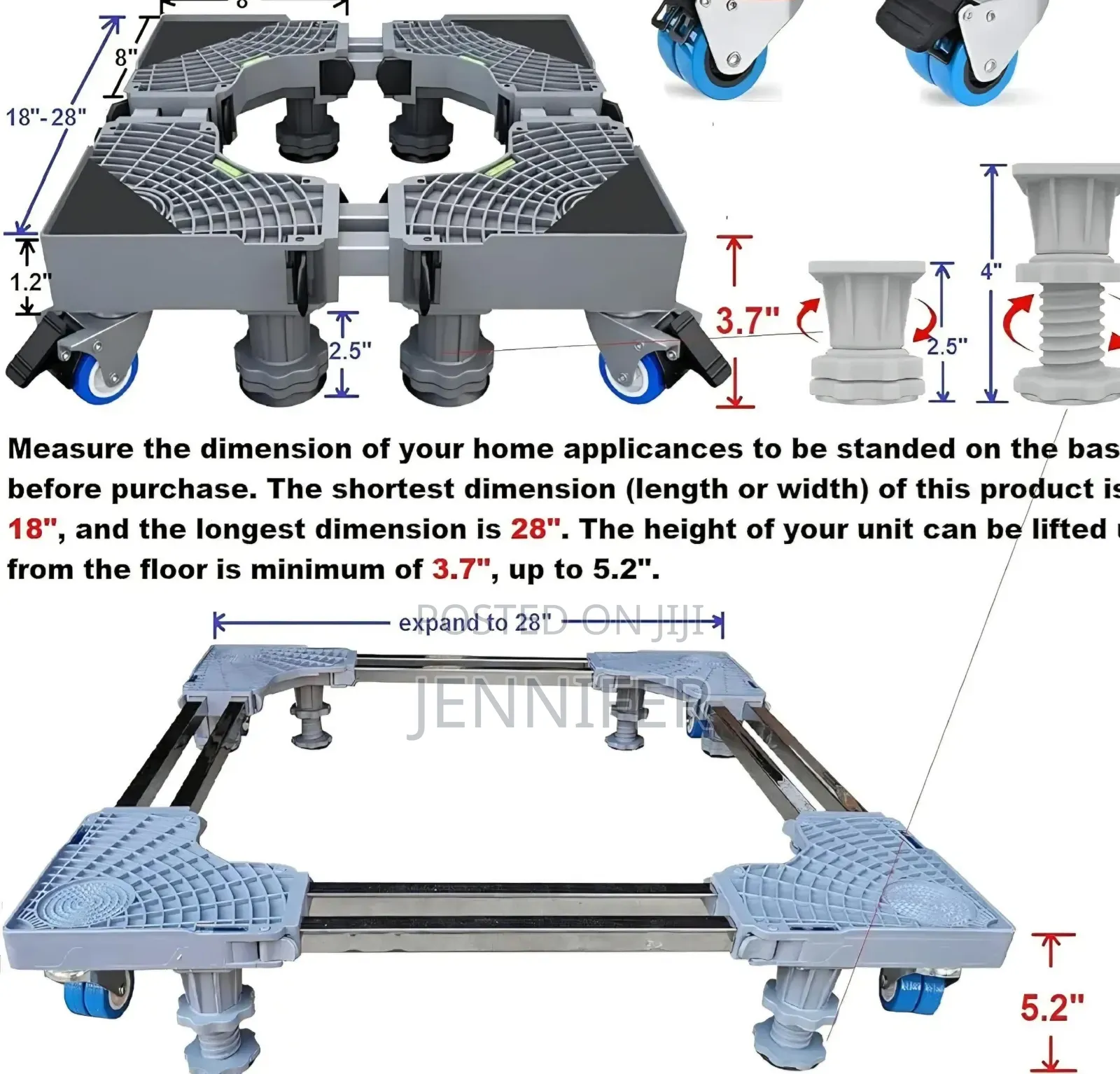 Super Heavy Duty Adjustable, Multi-Functional Movable Base