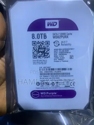 8Tb Surveillance WD Purple Hard Drive