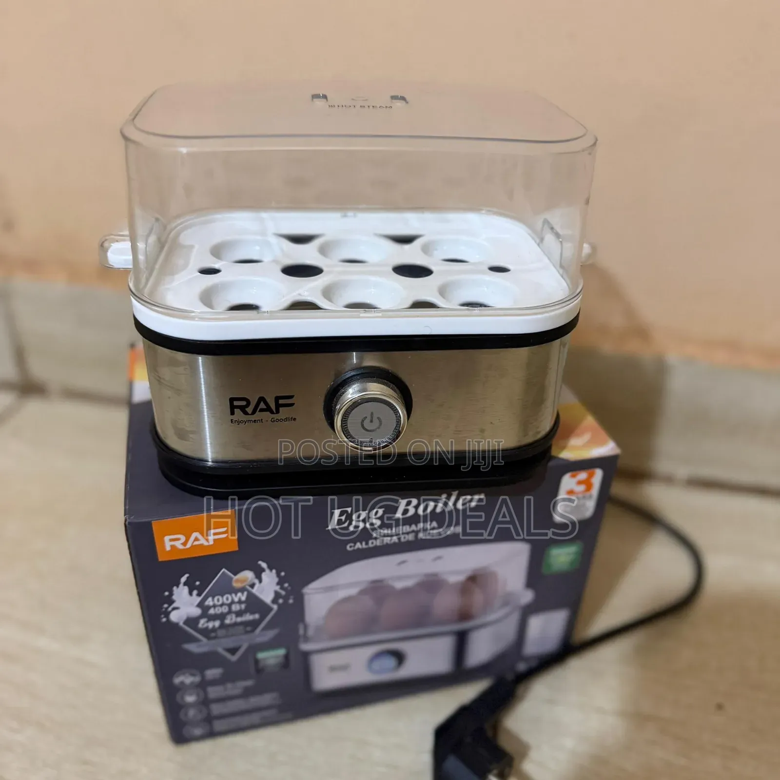 RAF Electric Egg Boiler 400W – Automatic 6-Egg Rapid Cooker