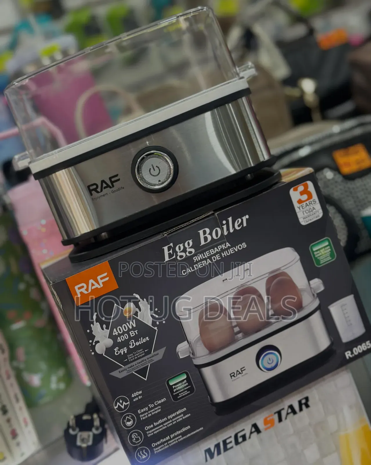 RAF Electric Egg Boiler 400W – Automatic 6-Egg Rapid Cooker