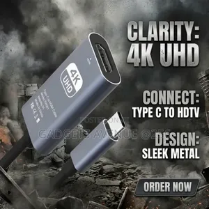 Type-C to HDTV (HDMI) Adapter Cable Designed to Stream Video In