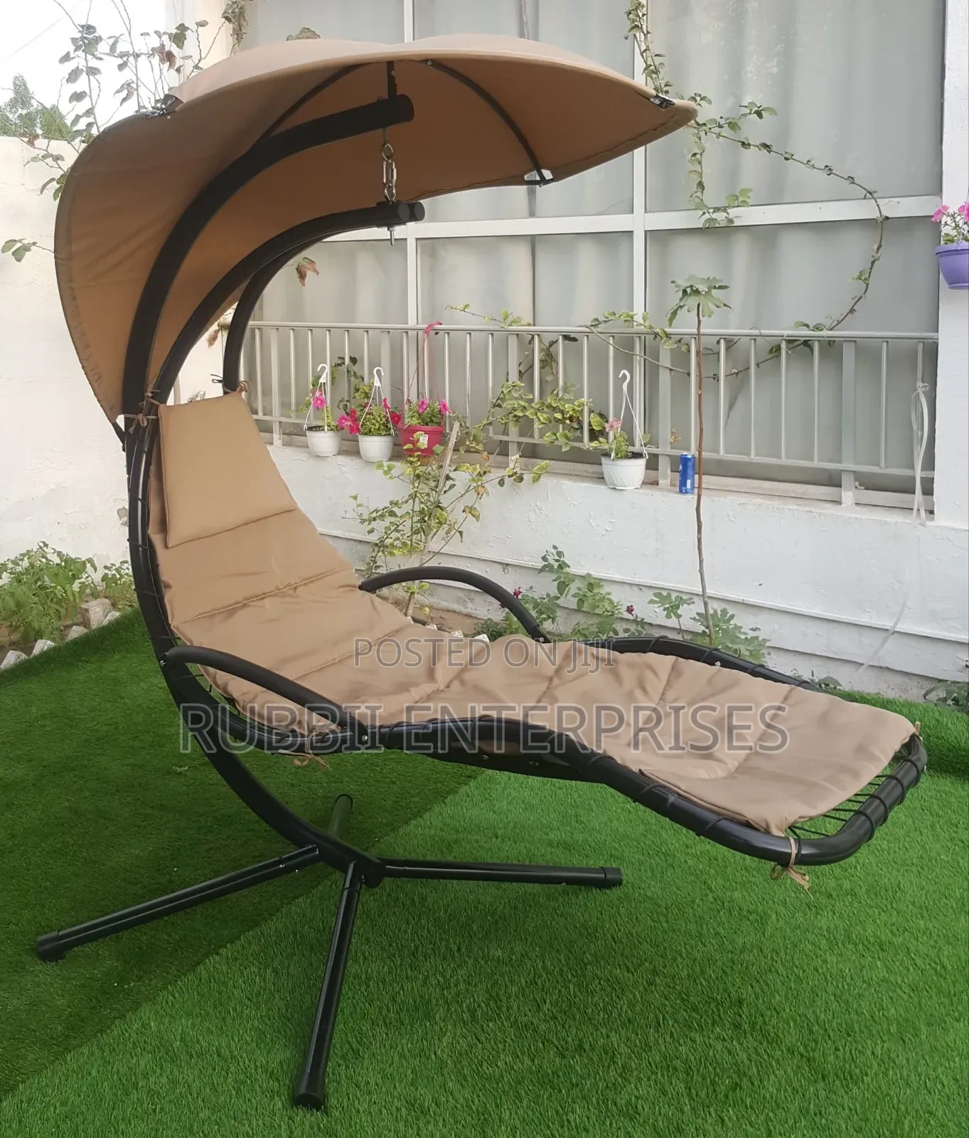 Garden Metal Swing Chair / Hanging Chaise Lounger Swing Chair