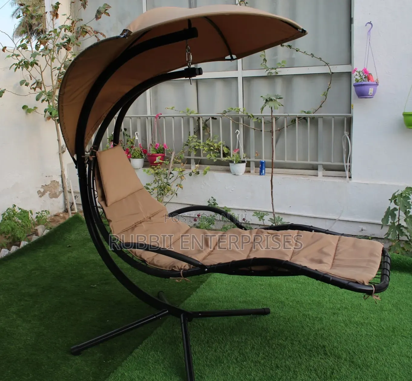Garden Metal Swing Chair / Hanging Chaise Lounger Swing Chair