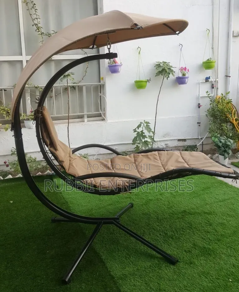 Garden Metal Swing Chair / Hanging Chaise Lounger Swing Chair