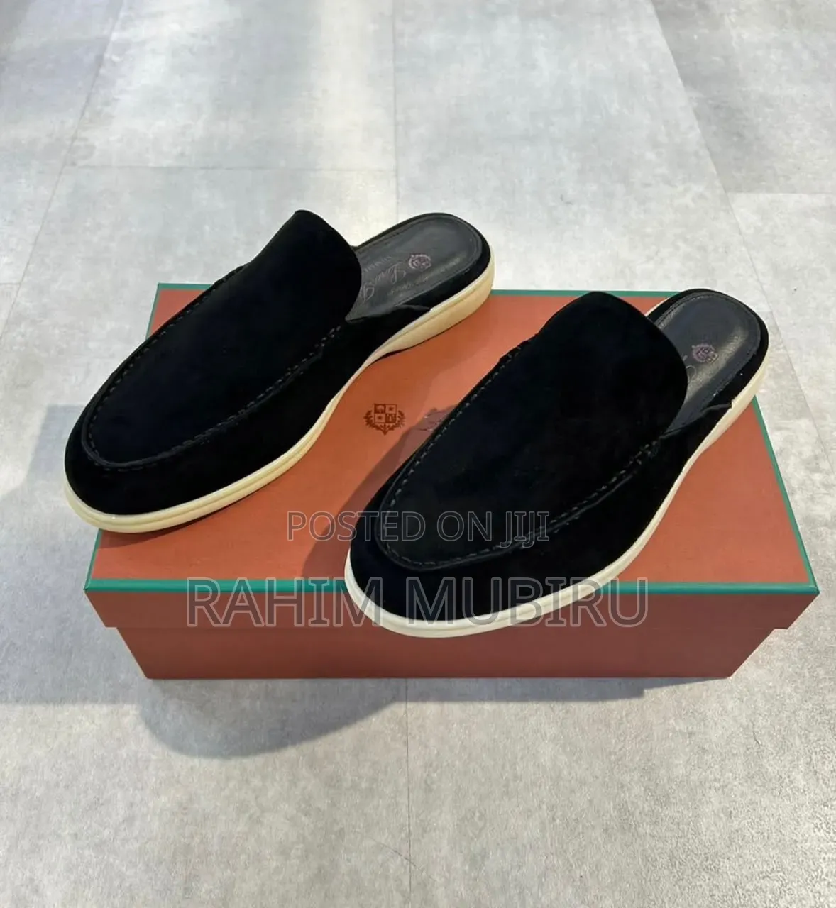 Original Brand New Loro Piana Luxury Suede Slip-on Mule Loafers