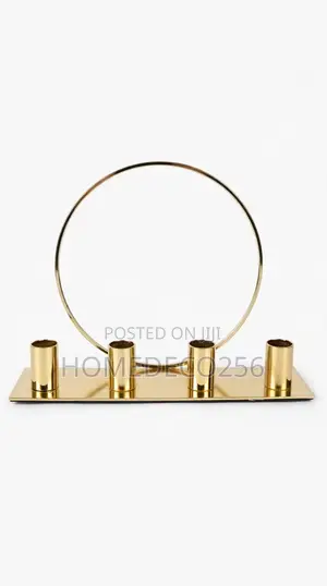 Candle Holder, Modern Gold 4arm Candle Holder With Circle Ring. Nordic