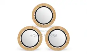 Set of 3 Boho Rattan Wall Mirrors