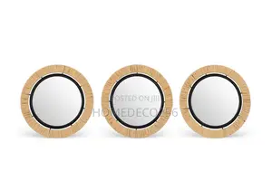 Set of 3 Boho Rattan Wall Mirrors
