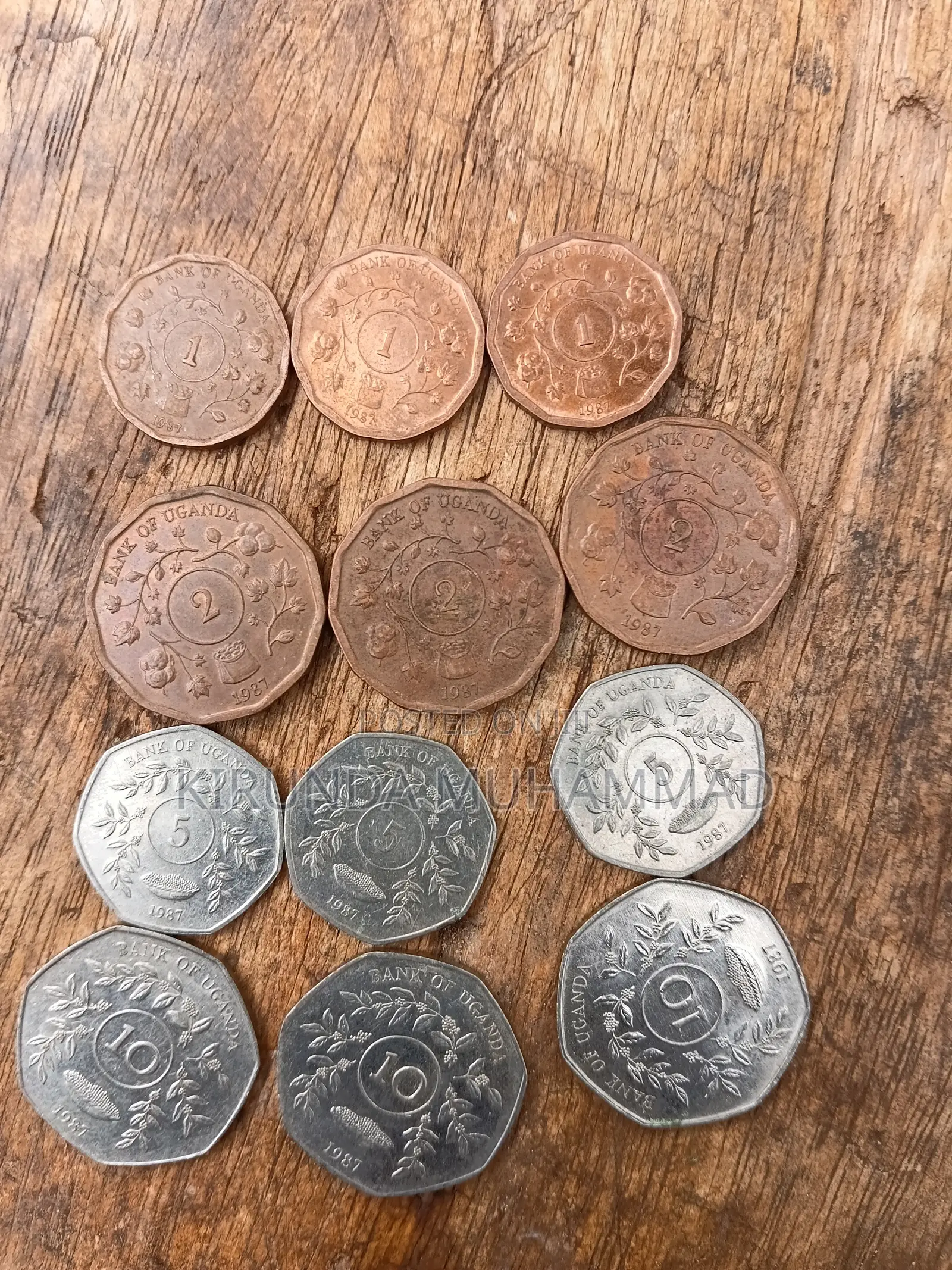 Ugandan Old Coins 1,2,5,10 Of1987s