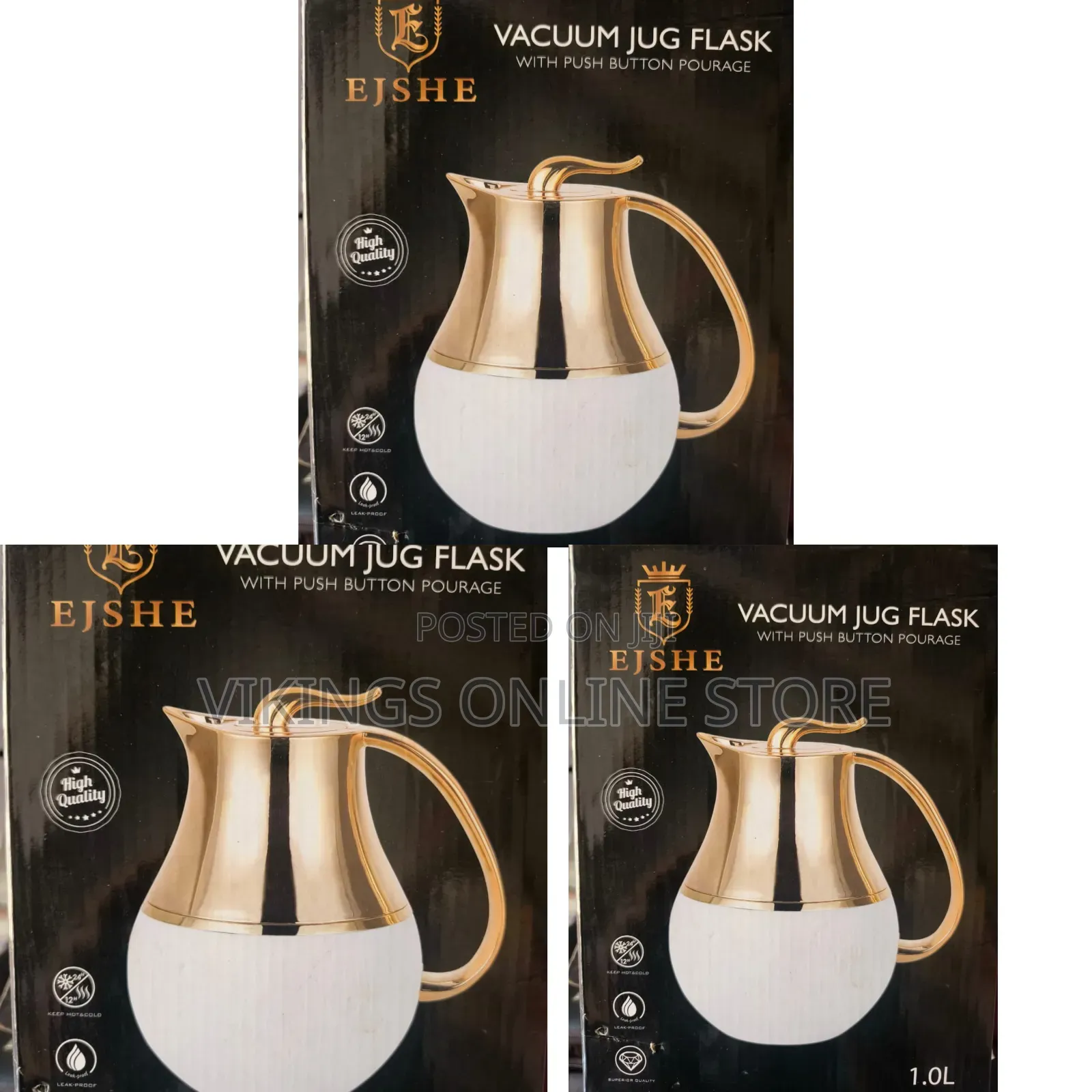An Ejshe Belly-Shaped Vacuum Jug Flask With Push-Button Pourage