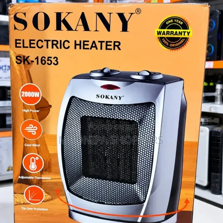 SOKANY Electric Heater – Adjustable Thermostat Tip-Over Protection