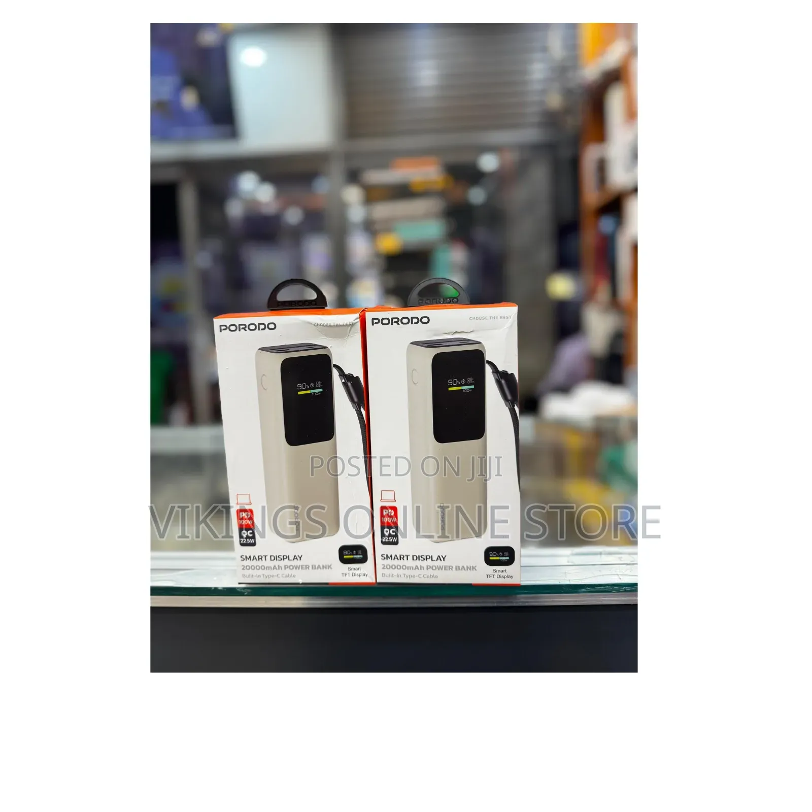 Smart Display 20000mAh Power Bank With Built-in Type-C Cable