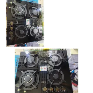 Black Tempered Glass 4-Burner Built-in Gas Hob, Glass Cooker