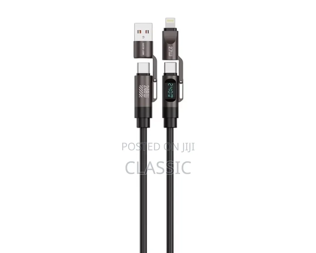 Green Lion 4-in-1 Silicone Cable 1.2m With Digital Display 240W