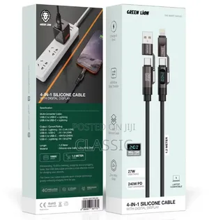 Green Lion 4-in-1 Silicone Cable 1.2m With Digital Display 240W