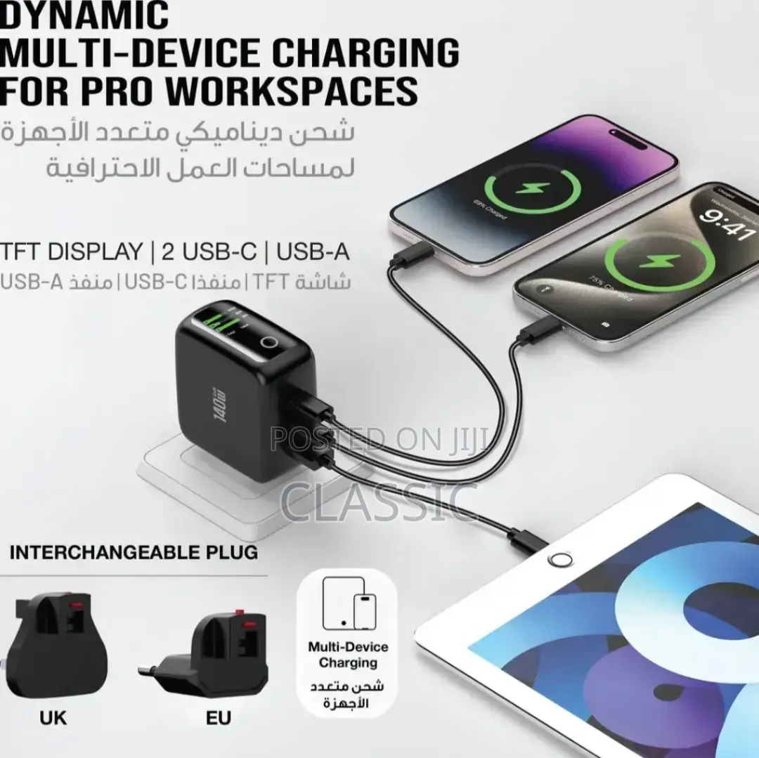 Green Lion GaN Premium 140W Charger With TFT Display