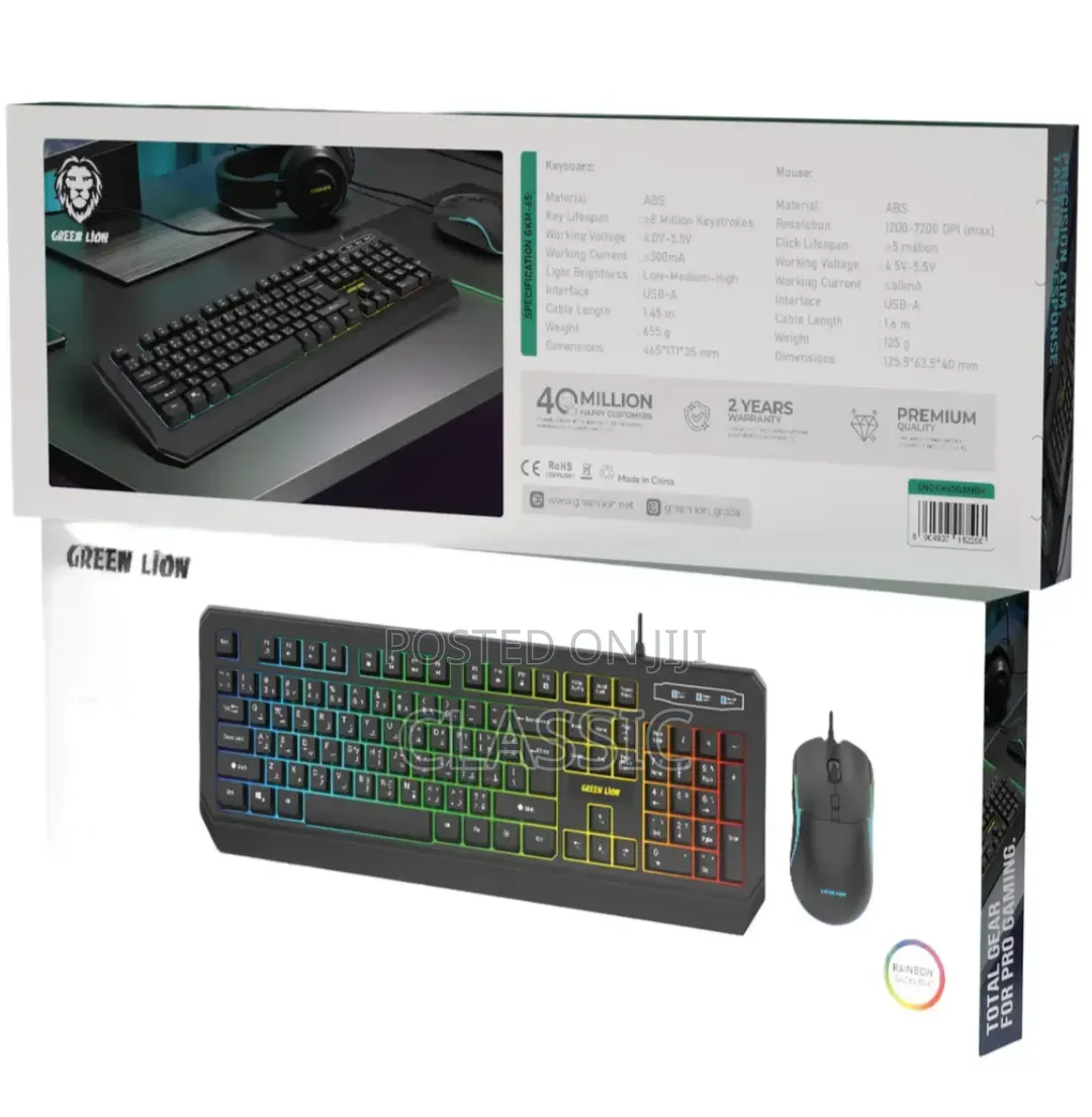 Green Lion KM-65 Wired Gaming Keyboard and Mouse Combo