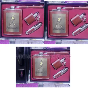 Johnnie Walker- Faux Leather Stainless Steel Hip Flask and Accessory