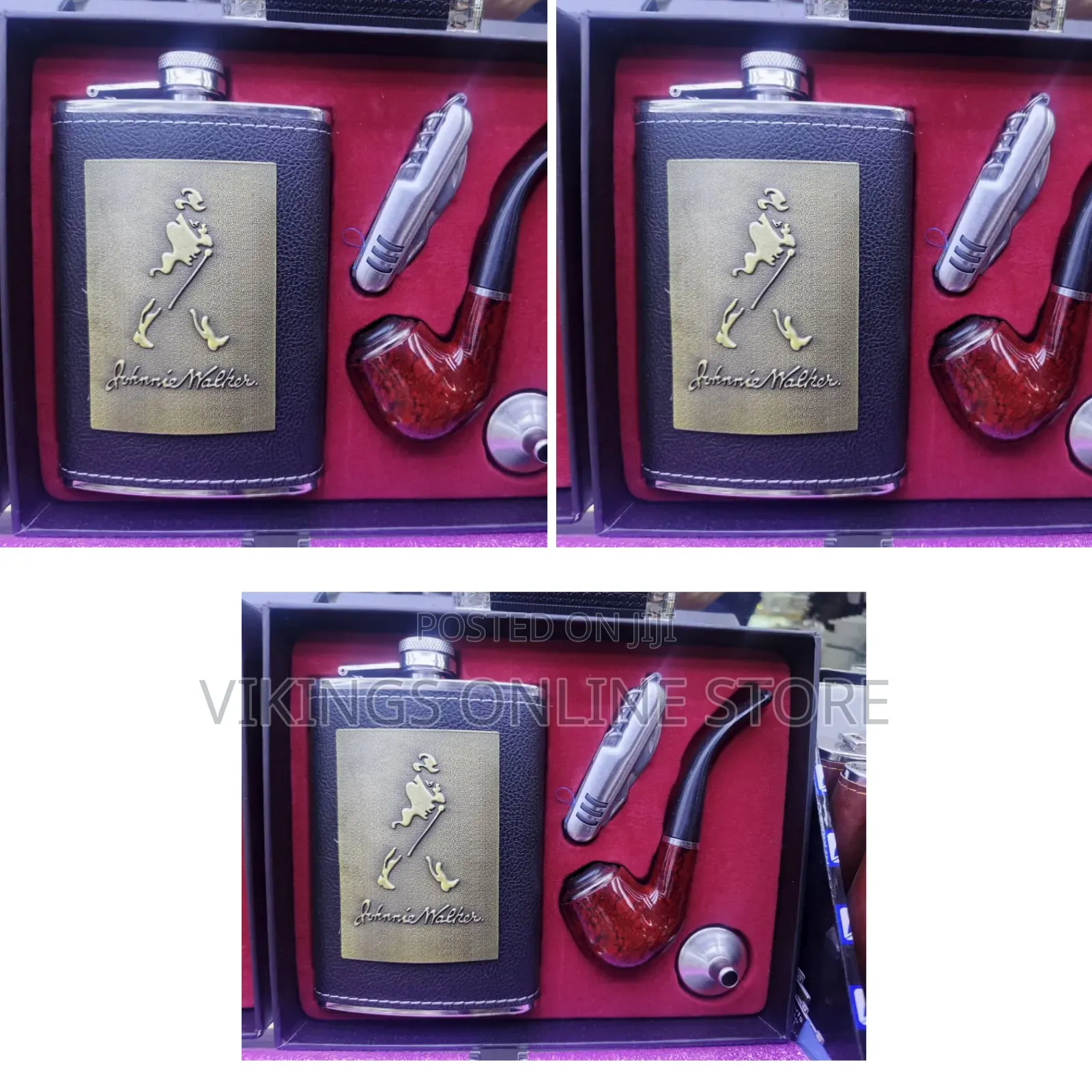 Johnnie Walker Premium Hip Flask Smoking Pipe Gift Set