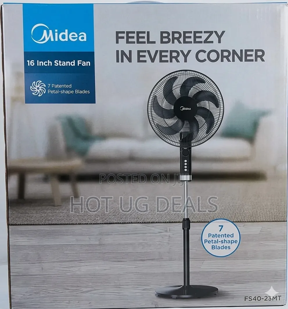 Midea FS40-23MT 16-Inch Pedestal Stand Fan – 7 Blades, 50W, 2H Timer