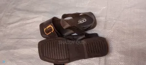Gold Buckle Black Ladies Flat Sandals