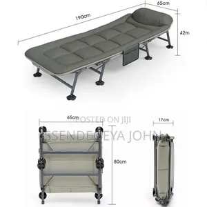 Adjustable Reclining Folding Camping Cot With Built-in Mattress Pad.