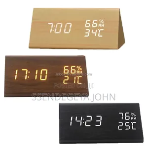 Triangular Wooden Digital LED Alarm Clock
