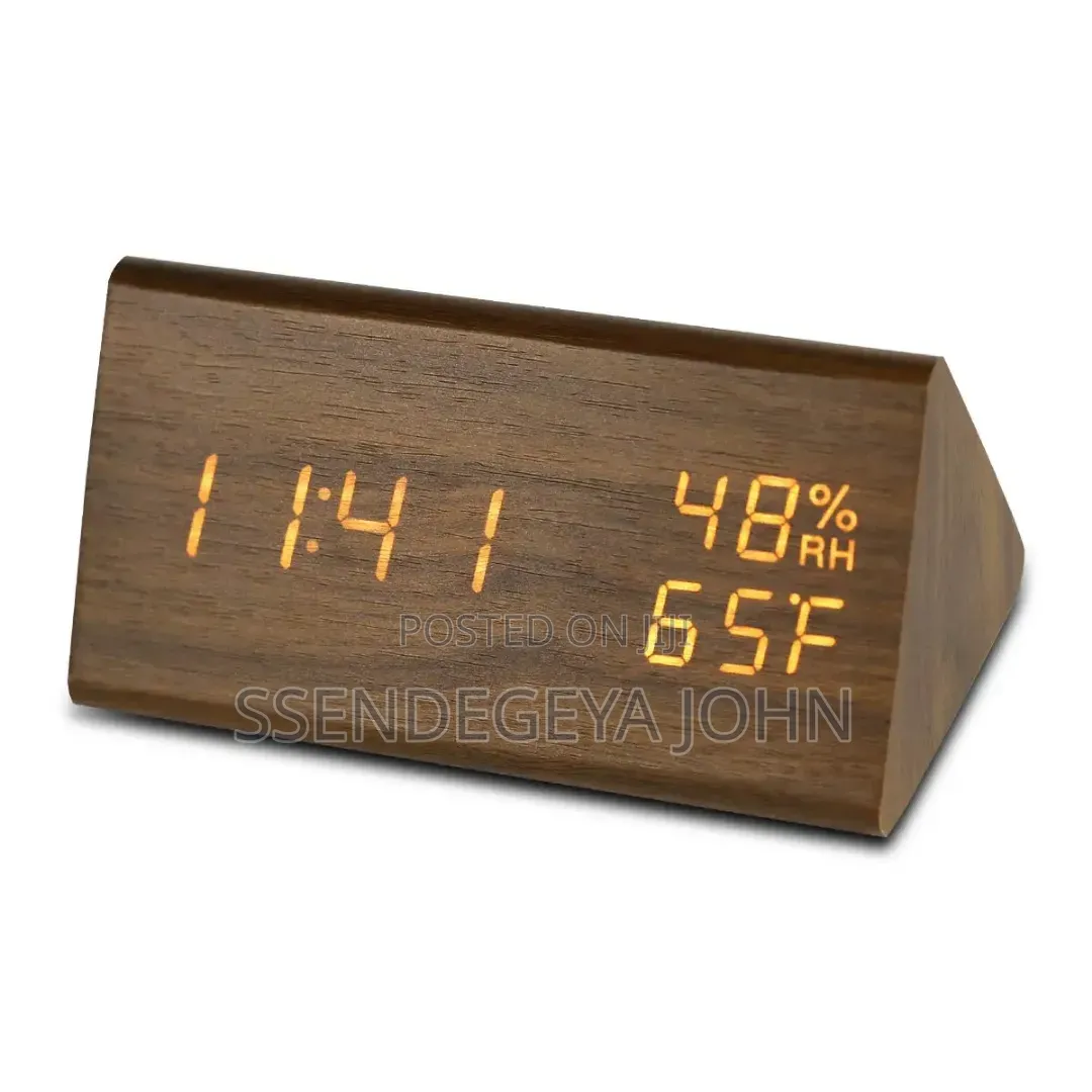 Triangular Wooden Digital LED Alarm Clock