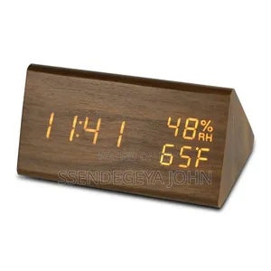 Triangular Wooden Digital LED Alarm Clock
