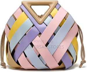 Pastel Multi-Color Woven Faux-Leather Handbag