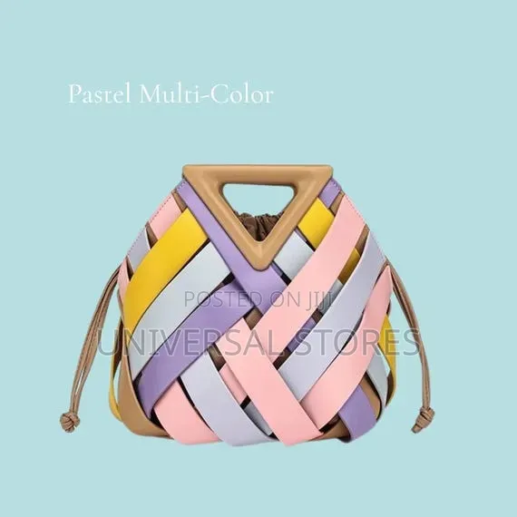 Pastel Multi-Color Woven Faux-Leather Handbag