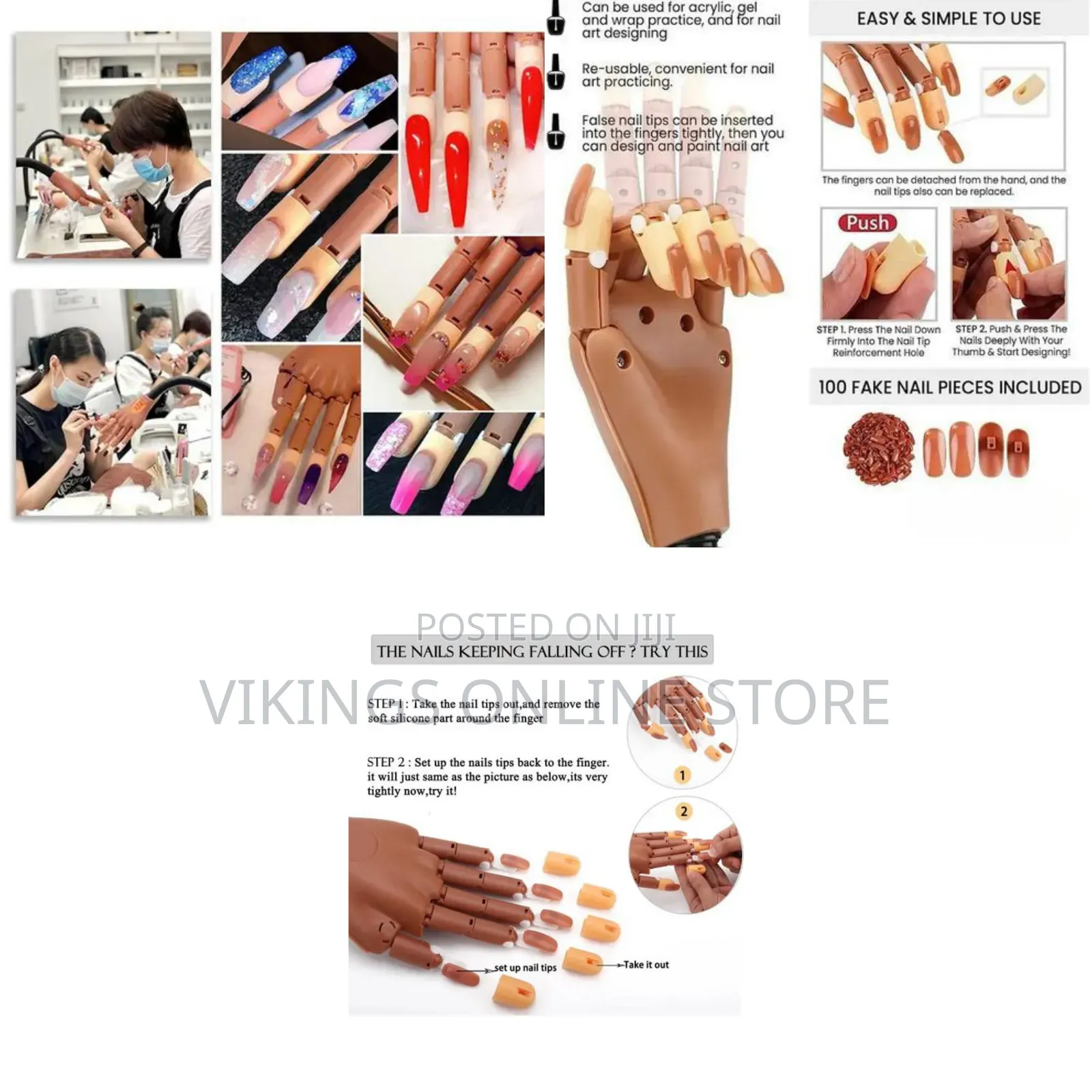 Flexible Nail Manicure and Pedicure Practice Hand Used for Training