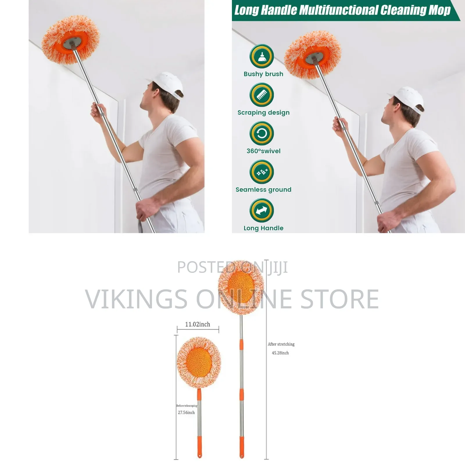 360° Rotatable Adjustable Cleaning Mop, Extendable Wall Cleaning Mop