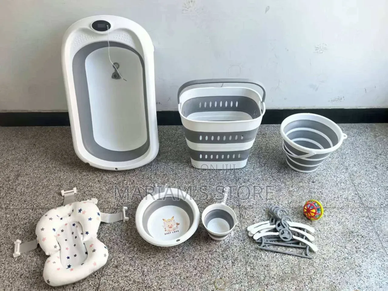 Infant Foldable Bathtub and Accessories Set,