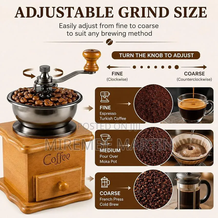 A Vintage Manual Wooden Coffee Grinder